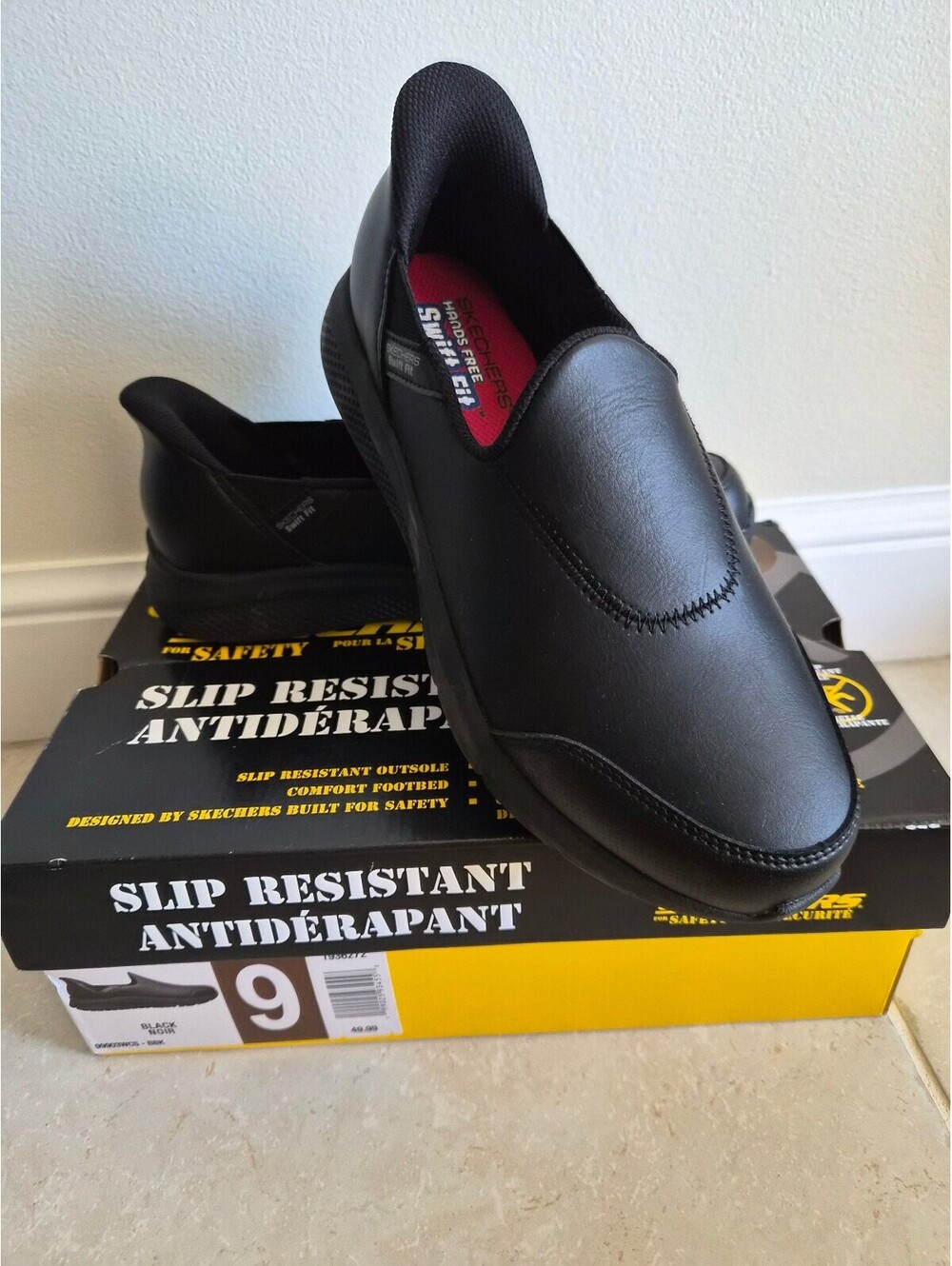 Skechers Slip Resistant Black Work Shoes Size 9 0160